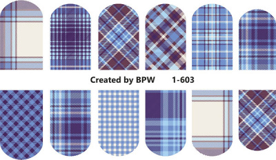 Слайдер-дизайн Синяя клетка из каталога Слайдер дизайн для ногтей, в интернет-магазине BPW.style
