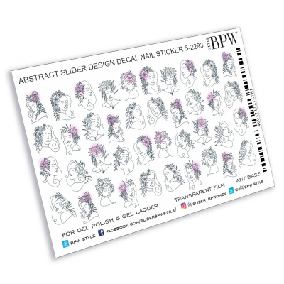 Слайдер-дизайн Девушки с цветами в волосах из каталога Слайдер дизайн для ногтей, в интернет-магазине BPW.style