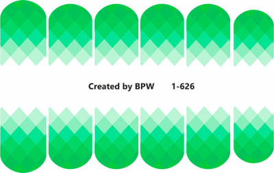 Слайдер-дизайн Зеленые ромбы из каталога Слайдер дизайн для ногтей, в интернет-магазине BPW.style