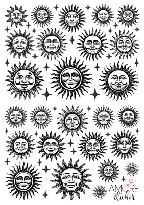 Наклейки переводные для свечей и декора Солнце из каталога Наклейки декупажные для декора свечей, яиц, изделий из гипса, в интернет-магазине BPW.style