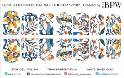 Слайдер-дизайн Голубые осенние листья из каталога Цветные на светлый фон, в интернет-магазине BPW.style
