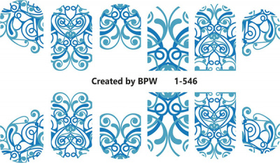 Слайдер-дизайн Голубой узор из каталога Слайдер дизайн для ногтей, в интернет-магазине BPW.style