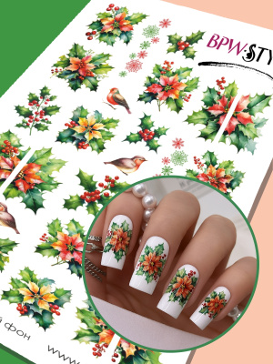 Слайдер-дизайн Зимние цветы букеты из каталога Цветные на любой фон, в интернет-магазине BPW.style