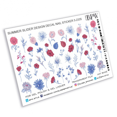 Слайдер-дизайн Микс красные и синие цветы из каталога Цветные на любой фон, в интернет-магазине BPW.style