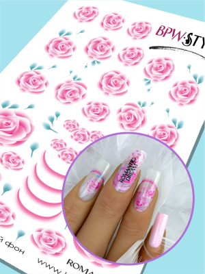 Слайдер-дизайн Цветы розы френч из каталога Цветные на любой фон, в интернет-магазине BPW.style