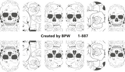 Слайдер-дизайн Черепа и розы из каталога Цветные на светлый фон, в интернет-магазине BPW.style