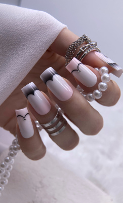 Слайдер-дизайн Цветной френч белый+черный уголок 6 из каталога Цветные на любой фон, в интернет-магазине BPW.style