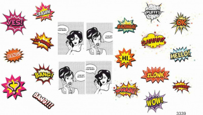 Слайдер-дизайн Комикс надписи из каталога Цветные на светлый фон, в интернет-магазине BPW.style