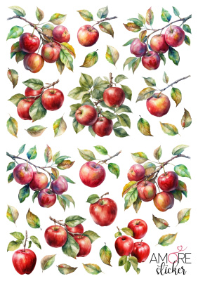 Наклейки переводные для свечей и декора Яблоки из каталога Наклейки декупажные для декора свечей, яиц, изделий из гипса, в интернет-магазине BPW.style