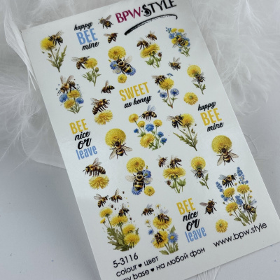 Слайдер-дизайн Пчелки на цветах из каталога Цветные на любой фон, в интернет-магазине BPW.style